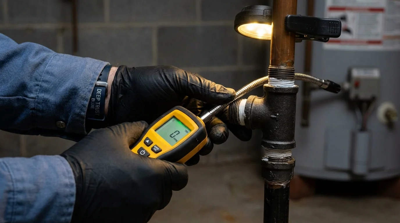 Gas leak detection with electronic sniffer by Johns Plumbing LLC in Van Meter